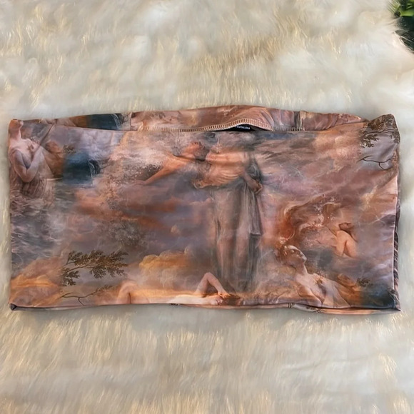 Plt Water Renaissance Print Helsa Slinky Bandeau Crop Top, Size 10, NWT - Picture 12 of 13